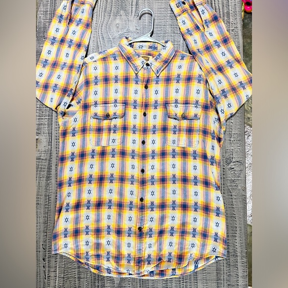 The Foundry Supply Co. Yellow and Blue Checkered Shirt - Picture 4 of 11